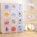 INFANS Children Wardrobe, Cute for Kids Bedroom Nursery Armoire with 12 Cube, Kid Clothes Storage Organizer