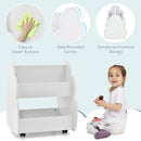 INFANS Kids Bookshelf with Wheels, Wooden Bookcase Toy Storage Cabinet Organizer Holder
