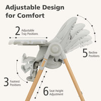 INFANS Baby High Chair, High Chairs for Babies & Toddlers with Adjustable Height, Easy to Clean Convertible Quick Folding