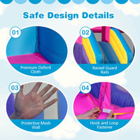 INFANS Inflatable Bounce House, Kids Pink Jumping Castle with Slide, Ball Pit, Climbing Wall, Basketball Rim