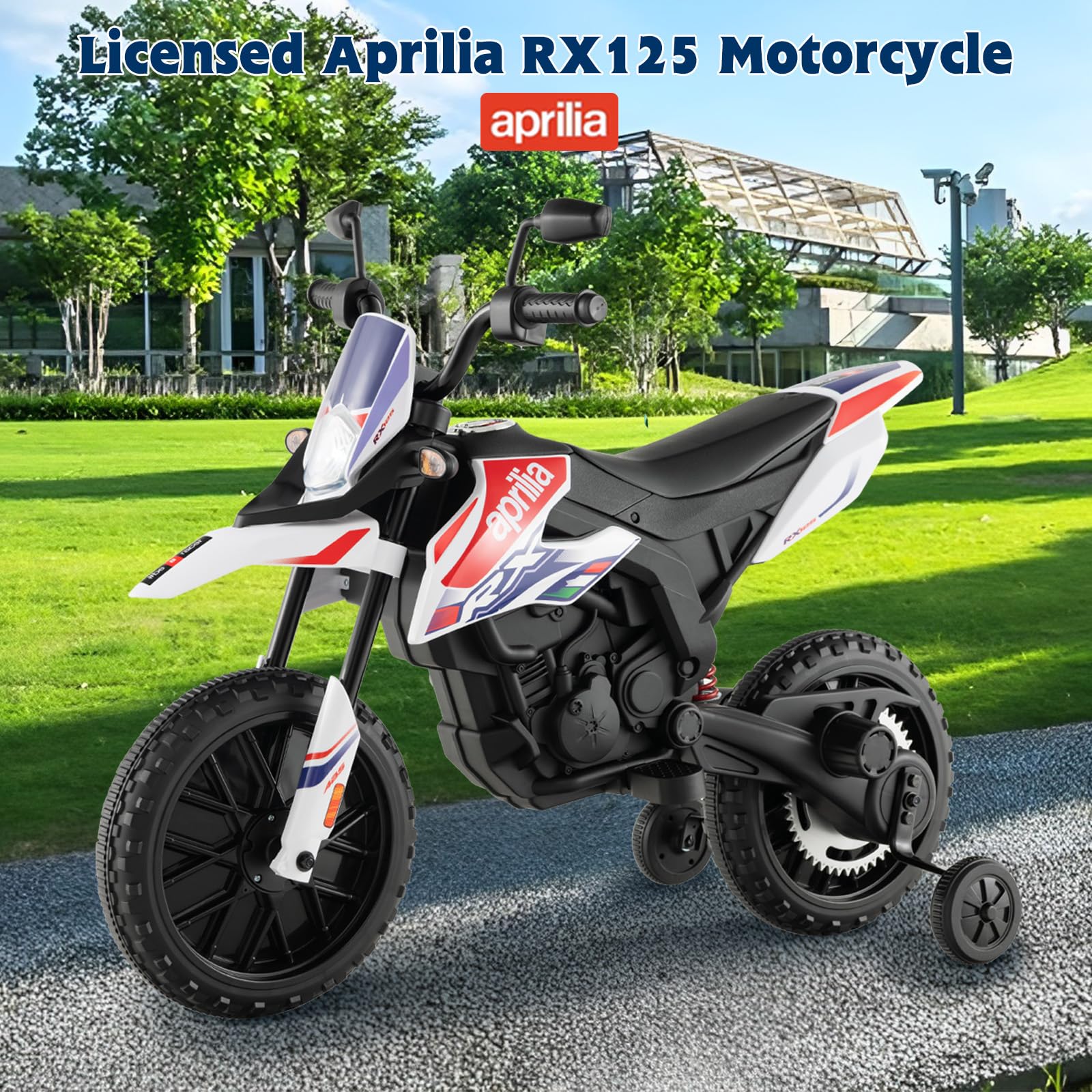 INFANS Kids Motorcycle 12V, Electric Ride-on Motorbike for Toddlers with Training Wheels
