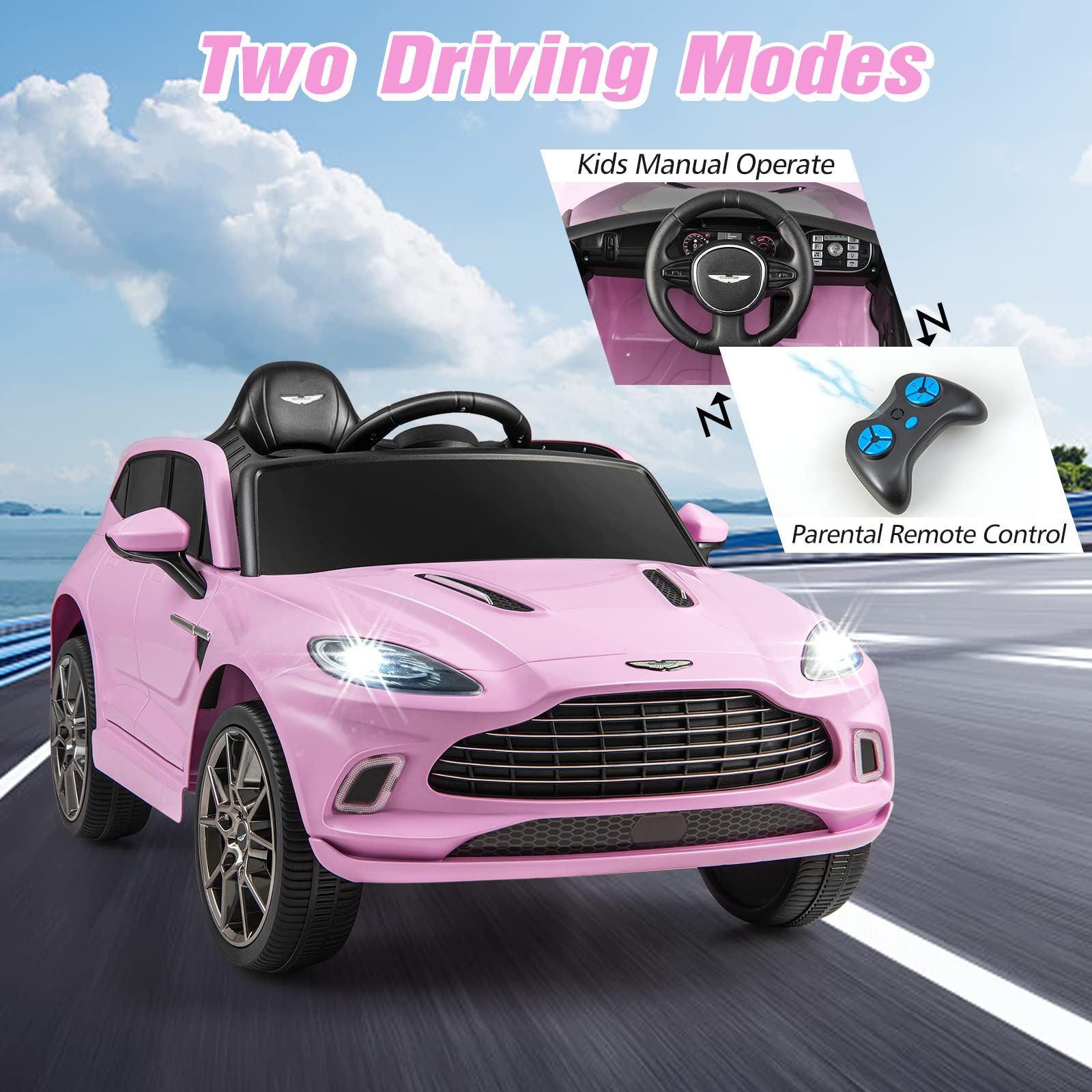 INFANS Kids Ride on Car, 12V Electric Vehicle Licensed Aston Martin DBX with Remote Control