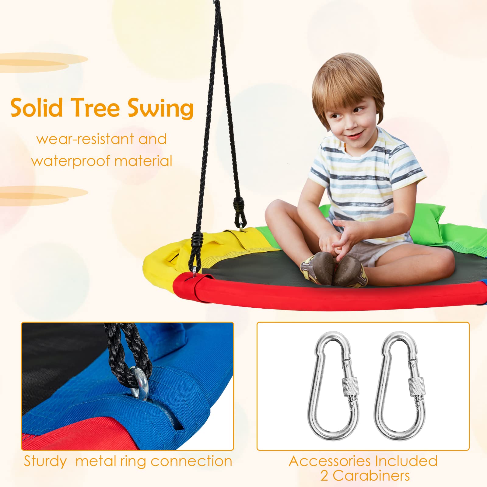 INFANS 660lbs 40 Inch Saucer Tree Swing, Round Flying Swing Seat for Kids, Outdoor Round Platform Swing