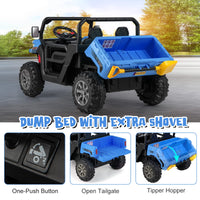 INFANS 2 Seater Ride on UTV, 12V Kids Electric Vehicle Dump Truck, Toddlers Battery Powered Car with Music