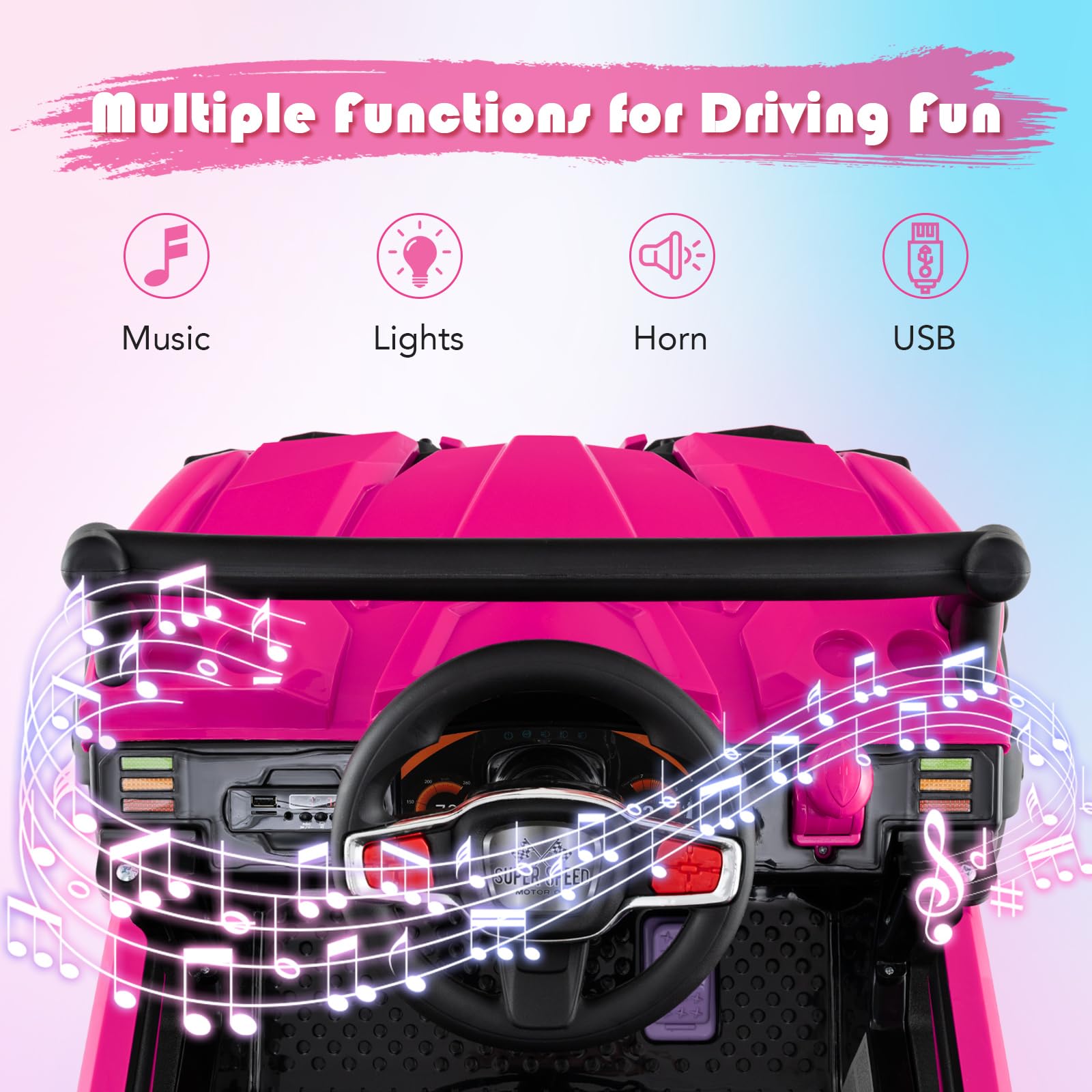 INFANS 12V Ride on Car UTV, Battery Powered Off-Road Kids Electric Vehicles with Remote Control, Music, Horn, MP3, Lights