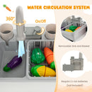 INFANS Corner Kids Kitchen Playset, Toddler Wooden Pretend Cooking Set, Simulation Play Kitchen Toy