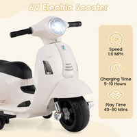 INFANS Licensed Vespa Kids Motorcycle, 6V Battery Powered Motorbike for Toddlers with Training Wheels, Horn, LED Lights