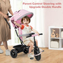 INFANS Kids Tricycle, 6 in 1 Baby Trike Toddler Bike with Reversible Seat, Adjustable Push Handle, Removable Canopy