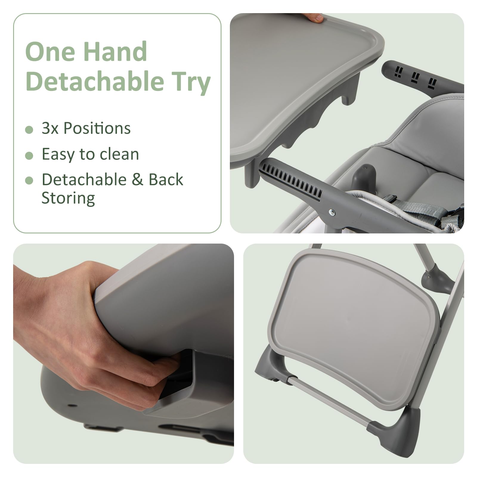 INFANS Baby High Chair, Convertible Quick Folding Portable Highchair for Babies and Toddlers with Adjustable Height