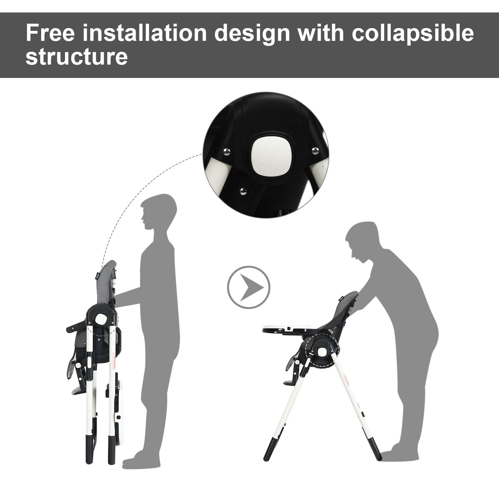 INFANS Foldable High Chair for Babies & Toddlers with Multiple Adjustable Backrest, Footrest and Seat Height