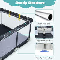 INFANS Baby Playpen, 50’’x50’’ Foldable Large Baby Playard, Indoor Outdoor Kids Activity Center Baby Fence