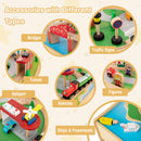 80 Pieces Wooden Kids Activity Toy Table Playset with Reversible Detachable Tabletop