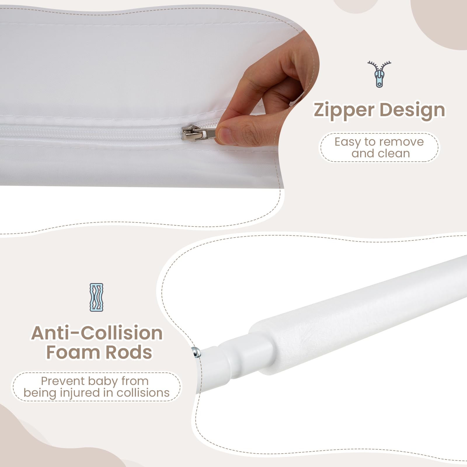 INFANS Bed Rail for Toddlers, 59" Foldable Safety Baby Crib Rail Fit for Kids Twin, Extra Long Swing Down Bed Guardrail for Convertible Crib, Queen, Full, King Mattress Side Guard