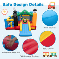 INFANS Inflatable Bounce House, Train Theme Kids Jumping Castle, Inflatable Obstacle Course with 950W Blower
