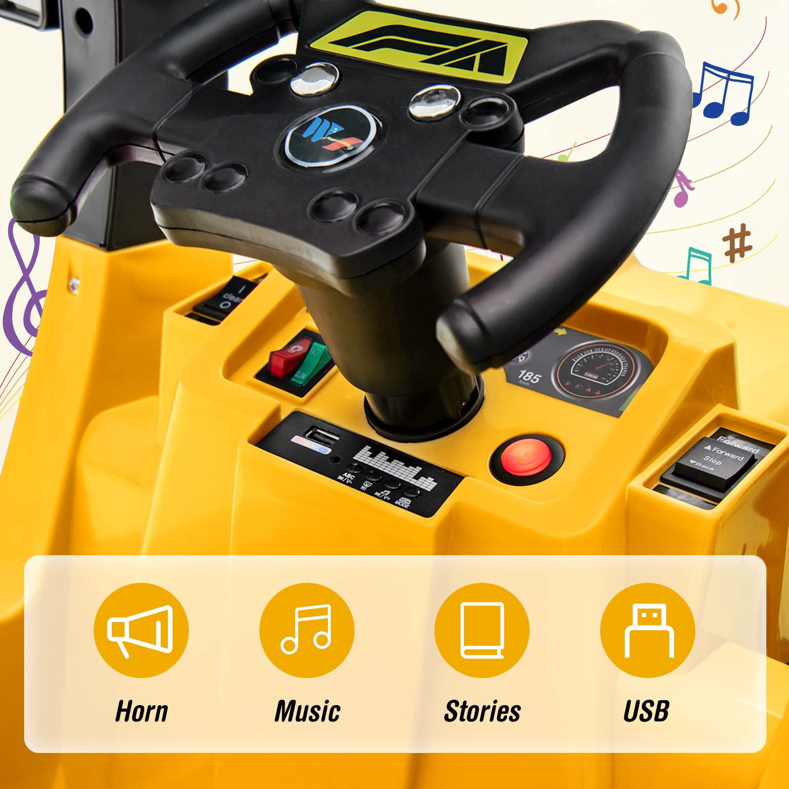 INFANS Ride on Car, 12V 2 in 1 Kids Street Sweeper Truck Electric Vehicle with Remote Control