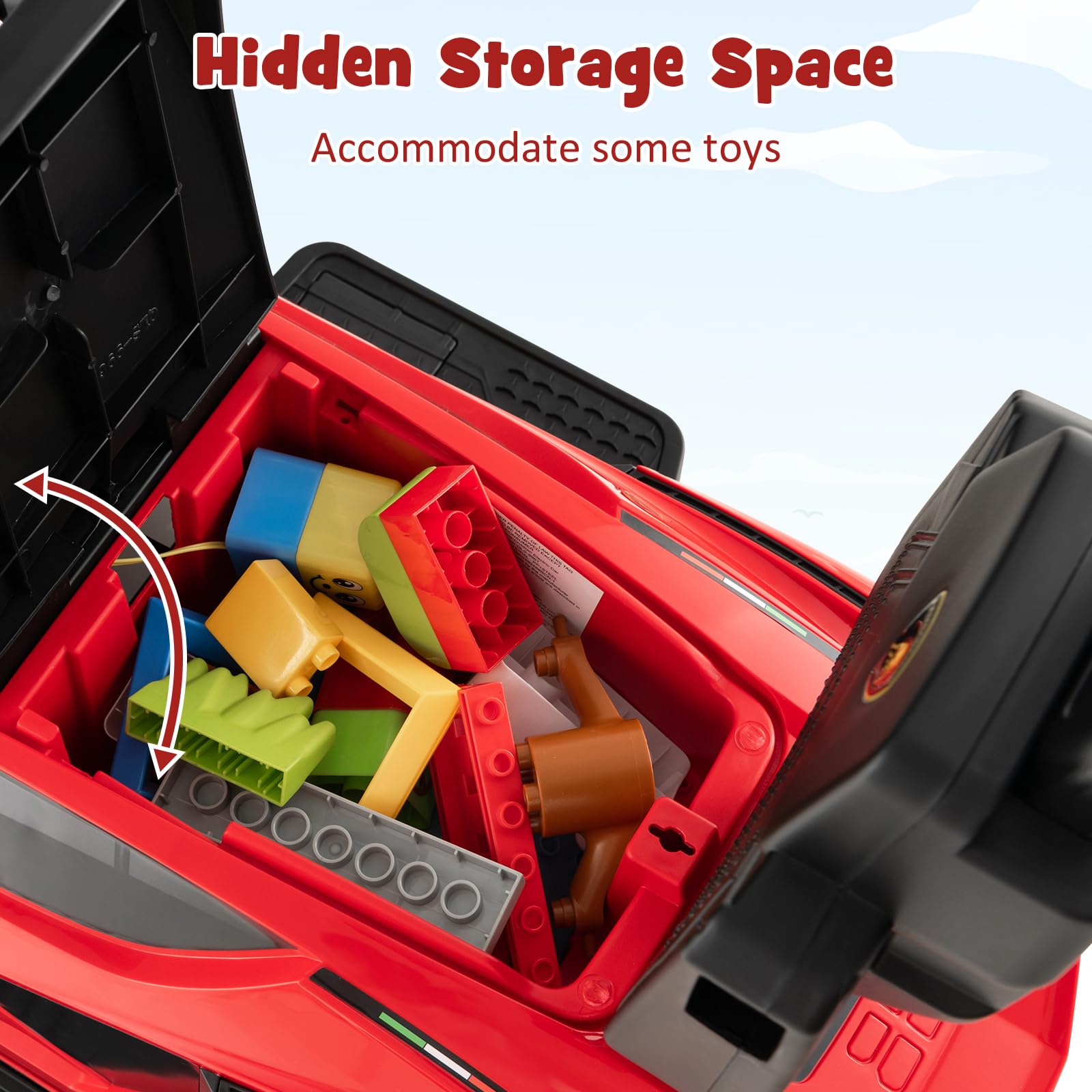 INFANS 3 in 1 Ride on Push Car, Licensed Lamborghini Baby Stroller Sliding Walking Car with Push Handle