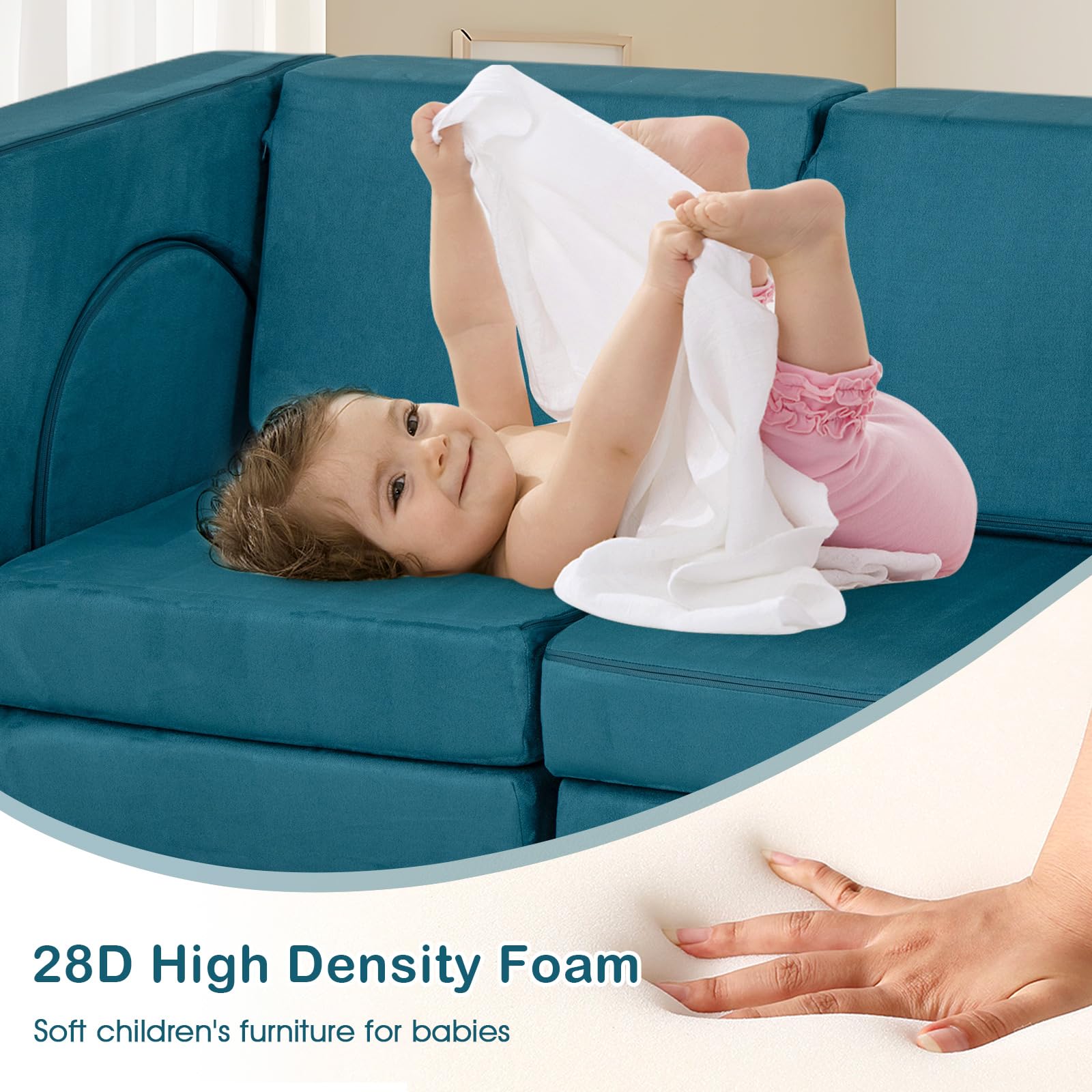 INFANS Modular Kids Play Couch, 8 PCS Toddler Creative Sectional Fort Building Sofa