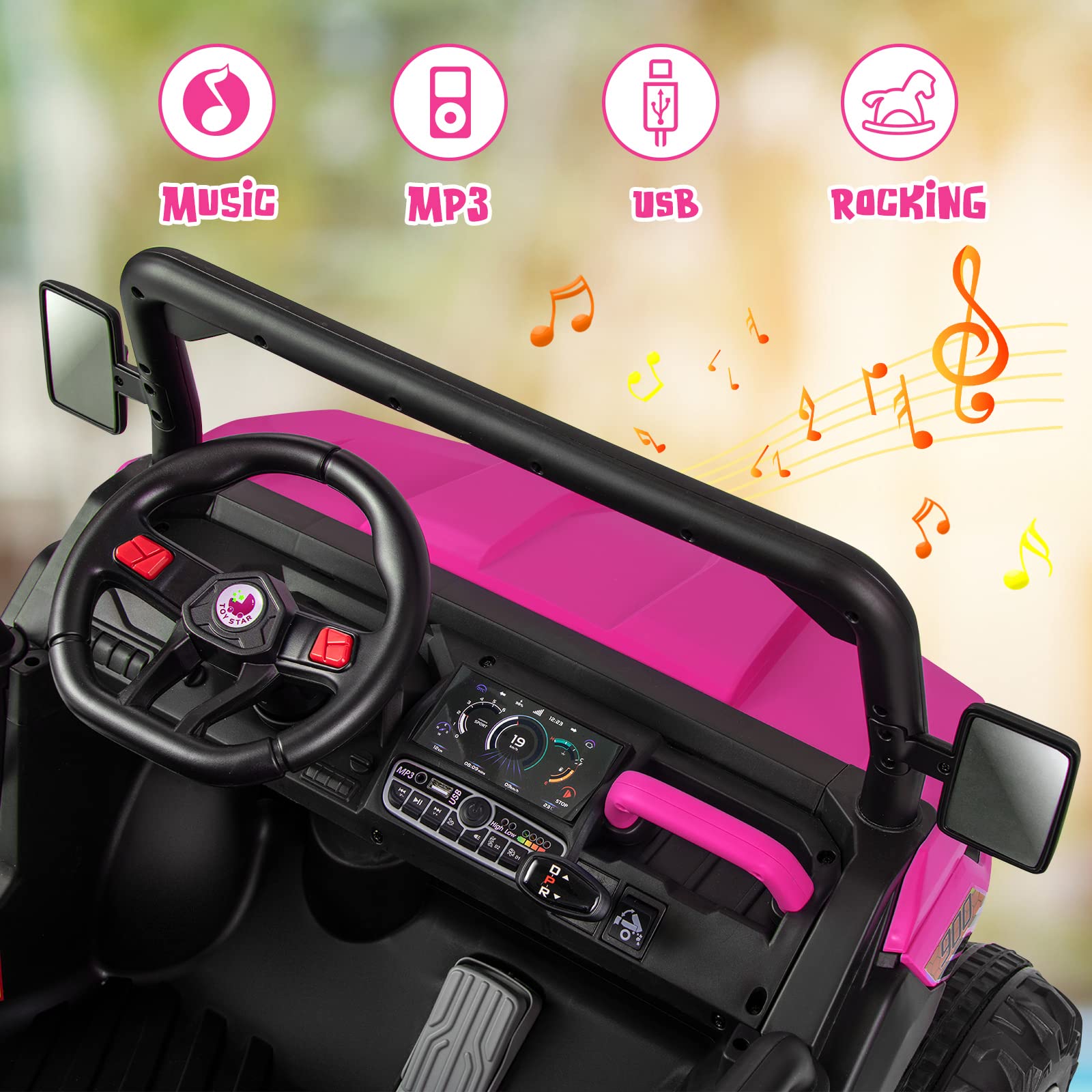 INFANS 2 Seater Ride on UTV, 12V Kids Electric Vehicle Dump Truck, Toddlers Battery Powered Car with Music