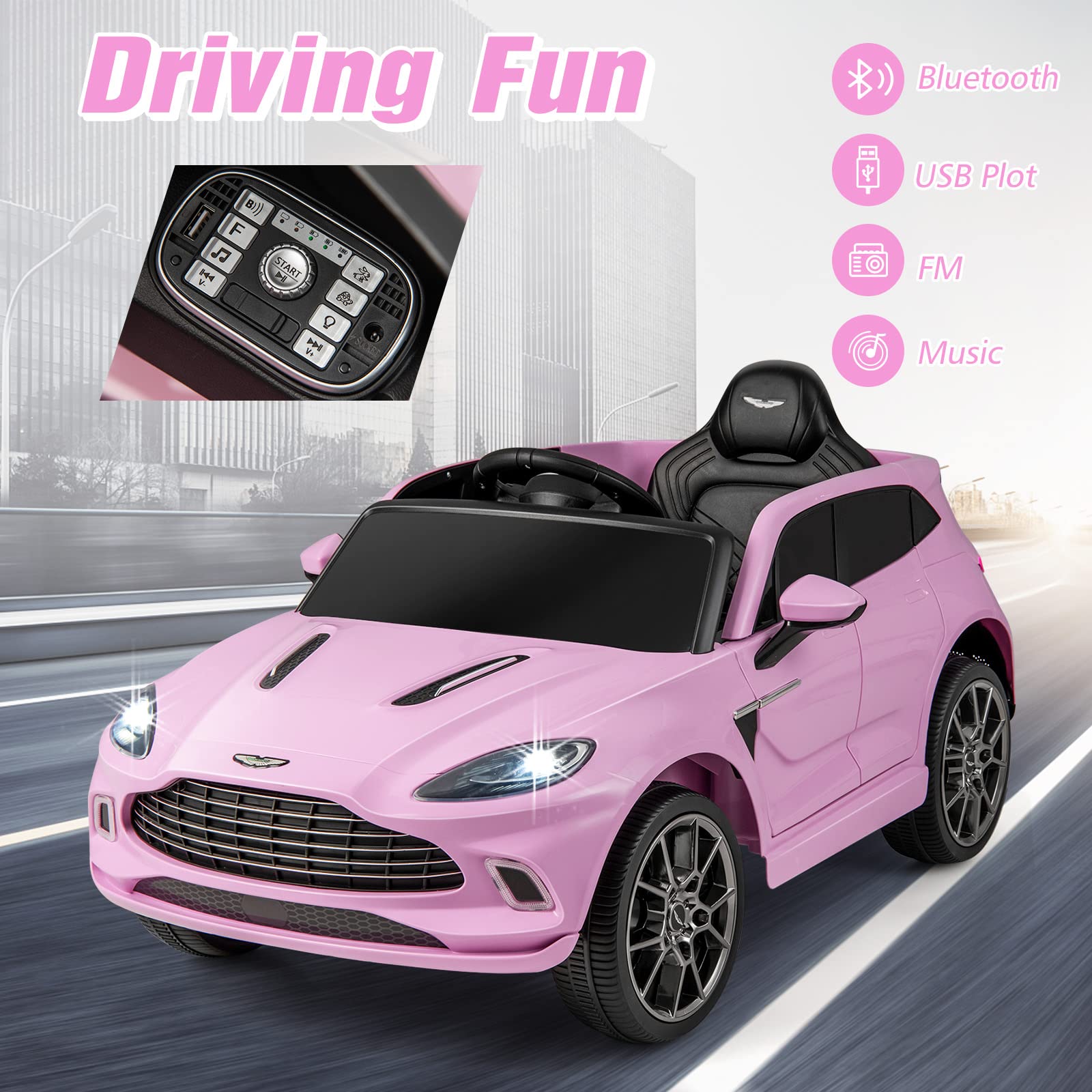 INFANS Kids Ride on Car, 12V Electric Vehicle Licensed Aston Martin DBX with Remote Control