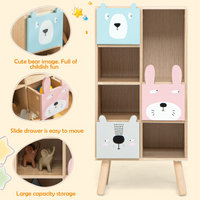 INFANS Kids Bookcase Toy Storage Organizer, Children Storage Cabinet with 3 Slide Drawers and 4 Cubes INFANS