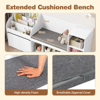 Kids Bookshelf Toy Storage Organizer with Reading Nook Seat Cushion