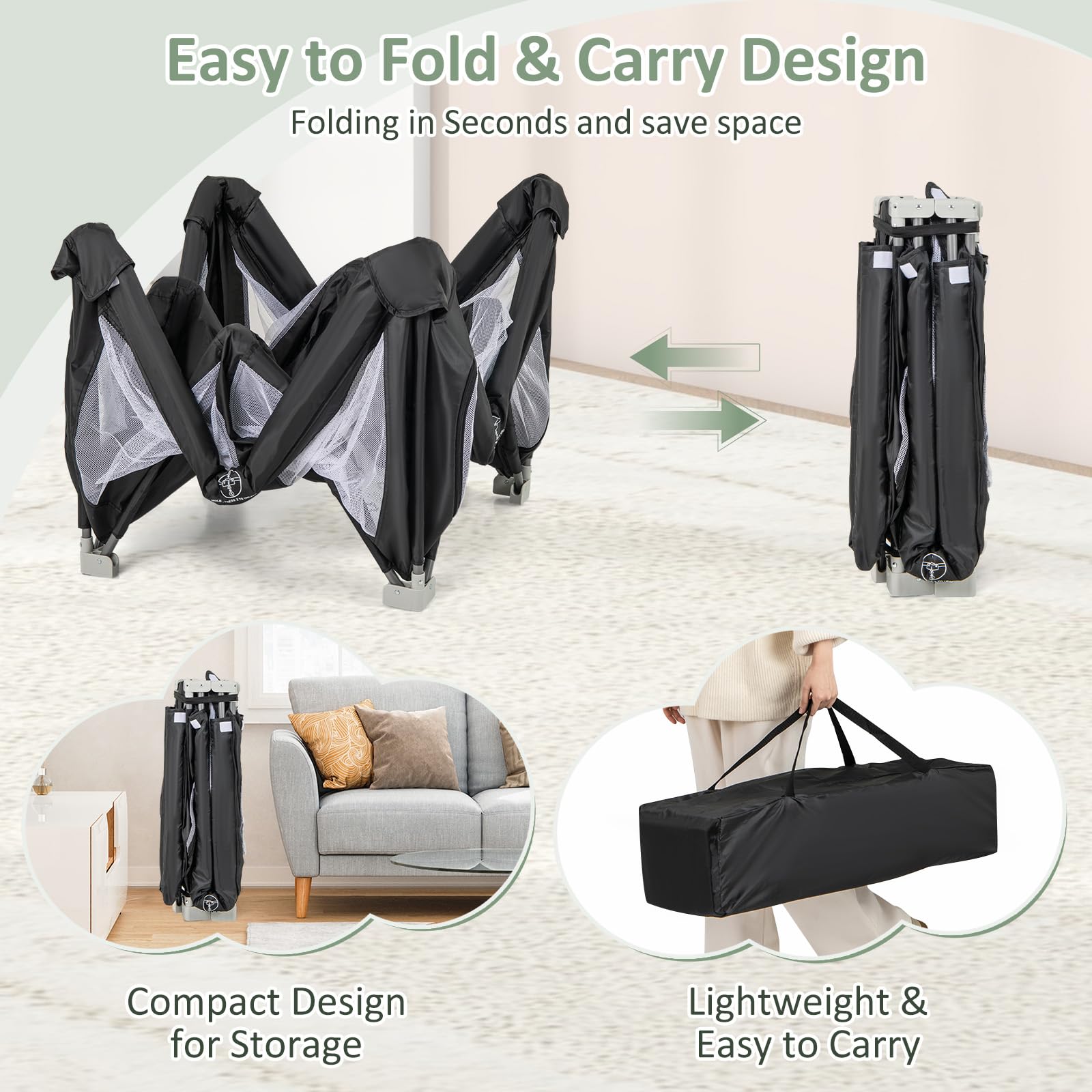 INFANS Foldable Baby Playpen with Mat, Large Baby Play Yard for Infant with 50 Ocean Balls, Fence Toddler Activity Center