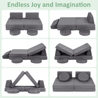 INFANS Modular Kids Play Couch, 6 PCS Toddler Creative Sectional Fort Building Sofa for Playroom, Bedroom