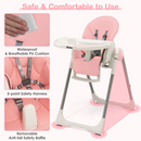 INFANS High Chair for Babies and Toddlers, Foldable Highchair with 7 Different Heights 4 Reclining Backrest Seat 3 Setting Footrest INFANS