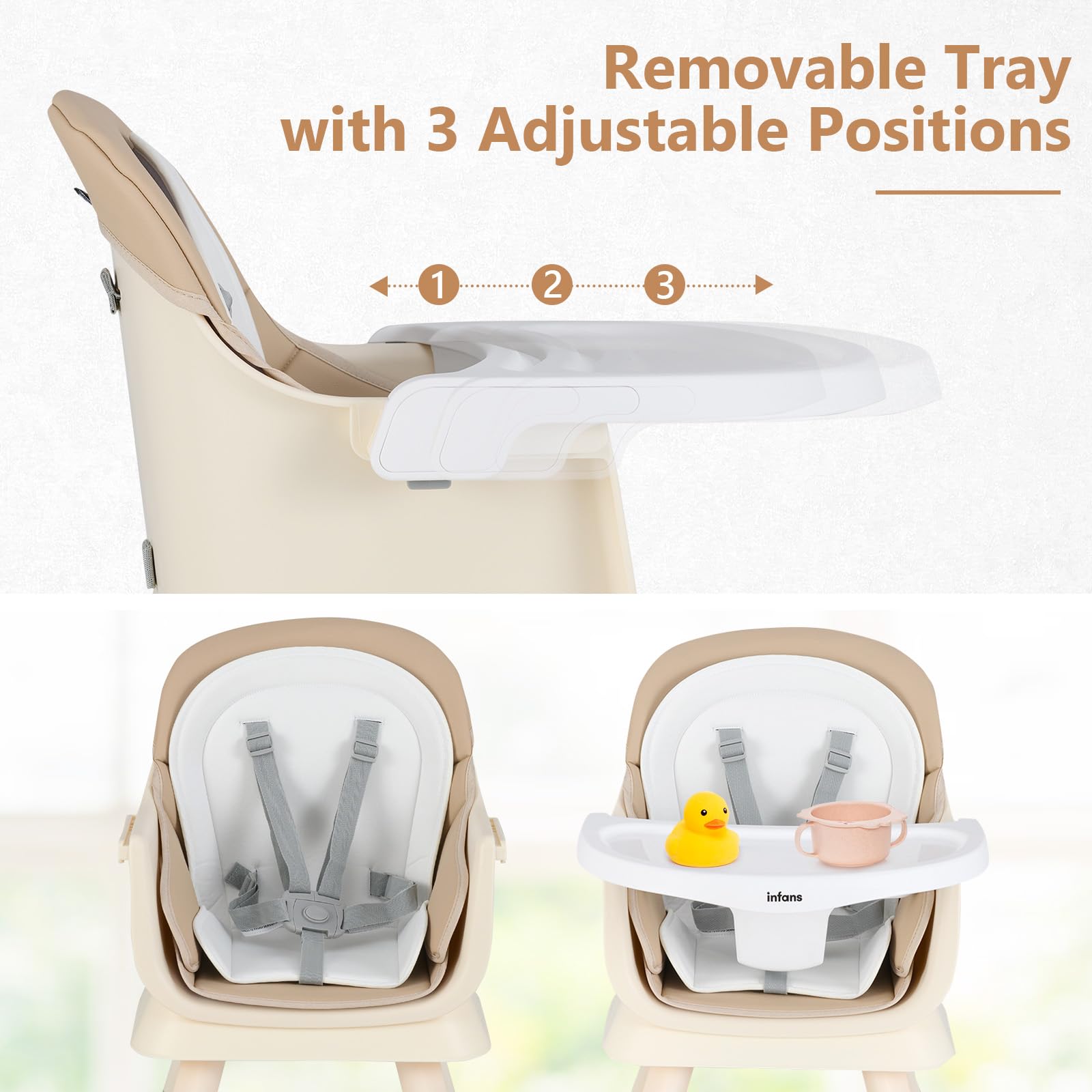 INFANS 8 in 1 Baby High Chair, Convertible Highchair for Babies and Toddlers, Infant Dining Booster Seat, Kids Stool Table Chair Set