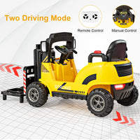 INFANS Ride on Forklift, 12V Kids Electric Vehicle Construction Truck with Liftable Fork and Pallet, Toddlers Battery Powered Car
