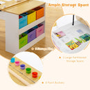 INFANS 3 in 1 Kids Art Table and Chair Set, Toddler Craft Play Wood Activity Desk with 2 Chairs Storage Canvas Bins