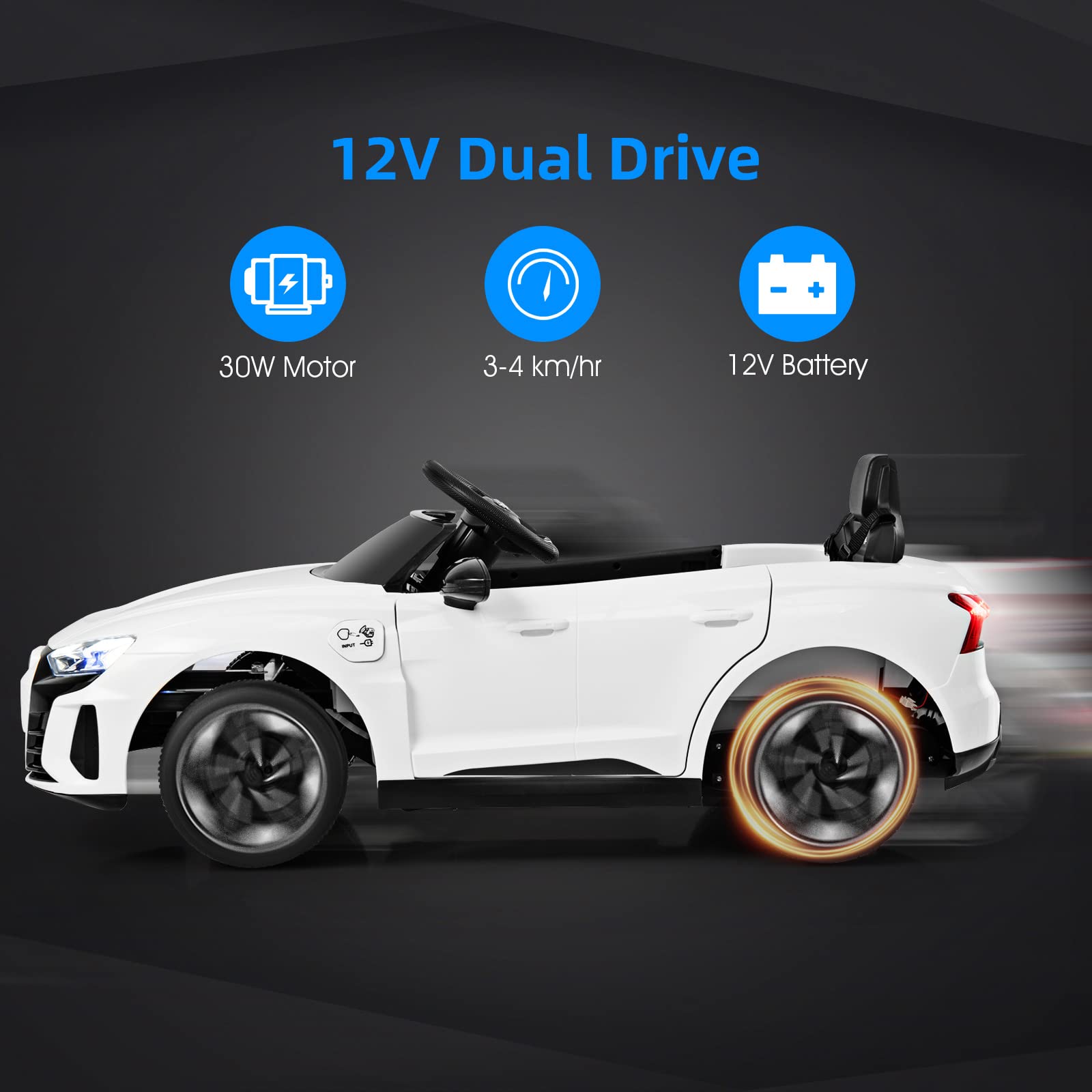 INFANS 12V Kids Ride On Car, Licensed Audi RS e-tron GT Electric Vehicle with Remote Control INFANS