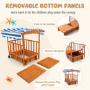 INFANS Children Playset Sandpit, 3 in 1 Kids Sandbox, Wooden Cedar Cabana Sandbox Playhouse for Outdoor Beach Backyard