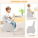 INFANS 3 in 1 Kids Table and Chair Set, Wood Multi Activity Table with Removable Tabletop, Detachable Blackboard