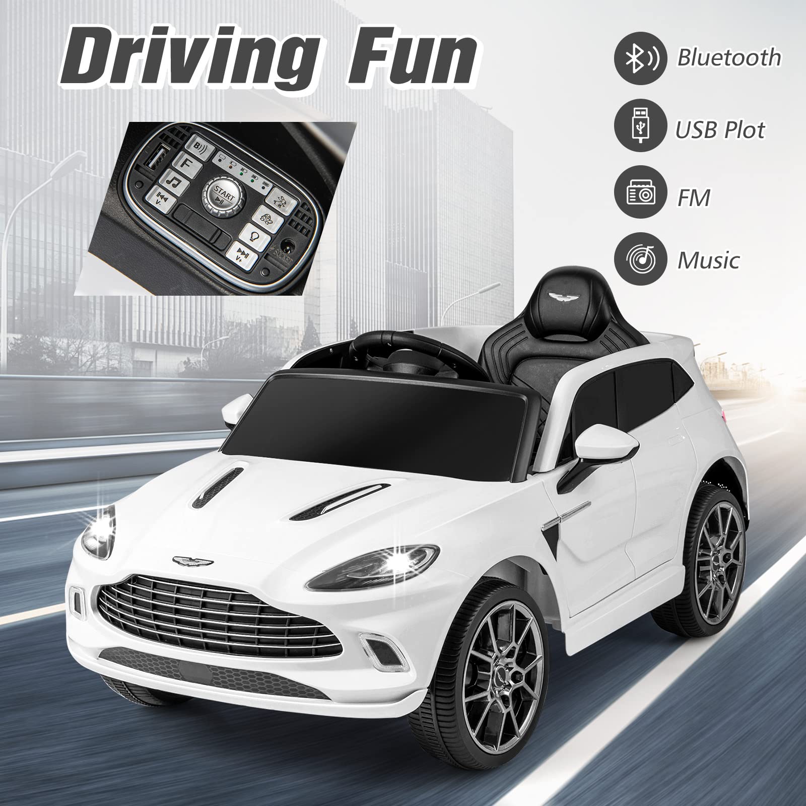 INFANS Kids Ride on Car, 12V Electric Vehicle Licensed Aston Martin DBX with Remote Control
