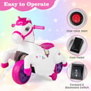 INFANS 2 in 1 Ride on Motorcycle and Horse, Unicorn 6V Battery Powered Ride on Toy with Up & Down Function, Kids Electric Vehicle