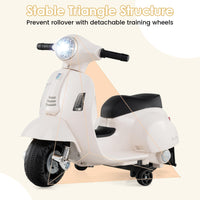 INFANS Licensed Vespa Kids Motorcycle, 6V Battery Powered Motorbike for Toddlers with Training Wheels, Horn, LED Lights