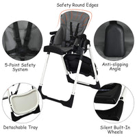 INFANS Foldable High Chair for Babies & Toddlers with Multiple Adjustable Backrest, Footrest and Seat Height