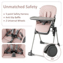 INFANS Baby High Chair, Convertible Quick Folding Portable Highchair for Babies with Wheels Removable Tray