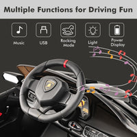 INFANS 2 Seater Kids Ride on Car, 12V 4WD Licensed Lamborghini Veneno Powered Electric Vehicle with Rocking Mode, Remote Control