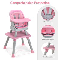 INFANS 8 in 1 Baby High Chair, Convertible Highchair for Babies and Toddlers, Infant Dining Booster Seat, Kids Stool Table Chair Set