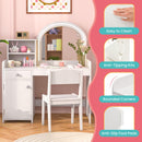 INFANS Kids Vanity, Princess Makeup Desk and Chair Set with Lights Mirror, Pretend Play Vanity Set for Toddler Girls