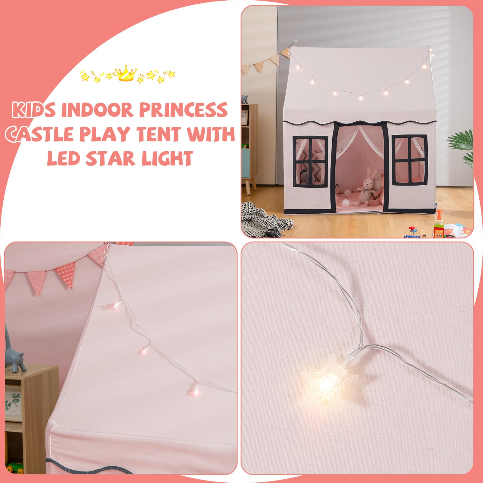 INFANS Kids Play Tent, Anti-Trip Large Playhouse Toys for Children Boys Girls, Princess Tents Castle