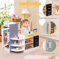 INFANS Kids Grocery Store Playset, Wooden Supermarket Toy Set with Cash Register, Vending Machine, Pretend Play Store