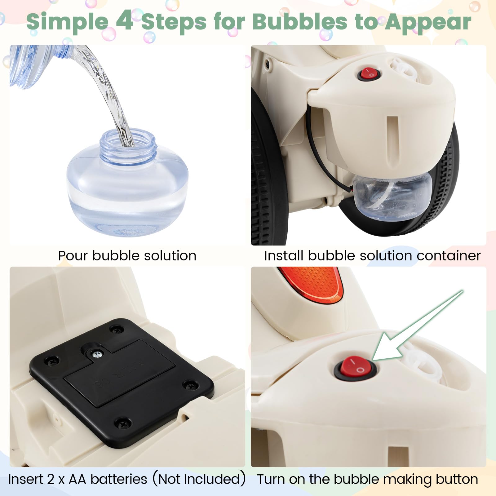 INFANS Ride on Push Car, Foot-to-Floor Sliding Car for Toddlers Kids Motorcycle with Bubble Maker, 3 Wheels Ride on Toys