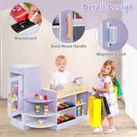 INFANS Kids Grocery Store Playset, Wooden Supermarket Toy Set with Cash Register, Vending Machine, Pretend Play Store