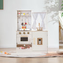 INFANS Kids Kitchen Playset, Toddler Wooden Pretend Cooking Set Microwave, Simulation Play Kitchen Toy for Children