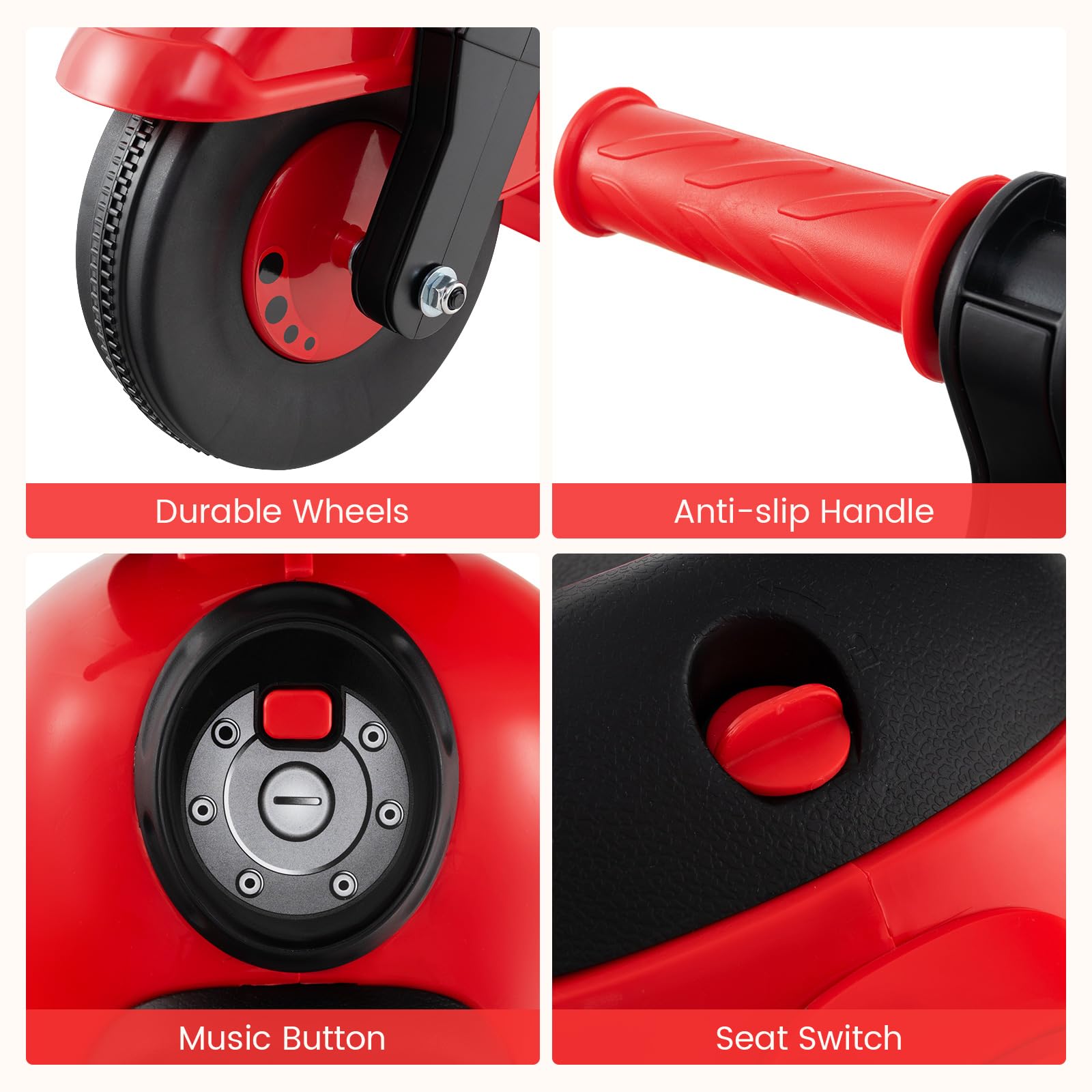 INFANS Ride on Push Car, Foot-to-Floor Sliding Car for Toddlers Kids Motorcycle with Bubble Maker, 3 Wheels Ride on Toys