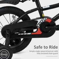 INFANS Kids Bike 12 Inch Toddlers Bike with Training Wheels Basket Adjustable Seat Handbrake and Coaster Brake