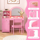 INFANS Kids Vanity, Princess Makeup Desk and Chair Set with Lights Mirror, Pretend Play Vanity Set for Toddler Girls